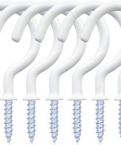12 Pack Vinyl Coated Ceiling Hooks.Screw-in Mug Hooks.Multi-Function Wall Hooks Kitchen Hooks Cup Hooks for Indoors Outdoors (White. 1-1/4 Inch)