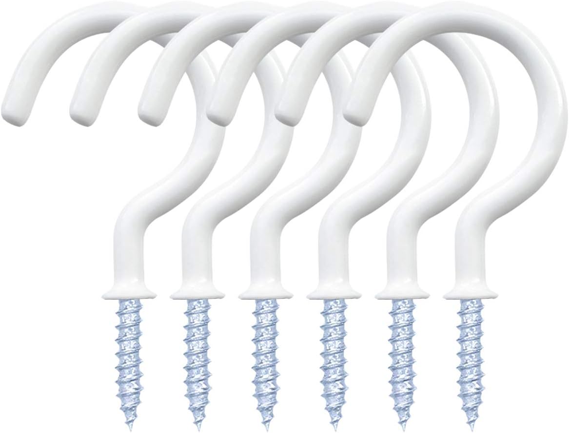 12 Pack Vinyl Coated Ceiling Hooks.Screw-in Mug Hooks.Multi-Function Wall Hooks Kitchen Hooks Cup Hooks for Indoors Outdoors (White. 1-1/4 Inch)