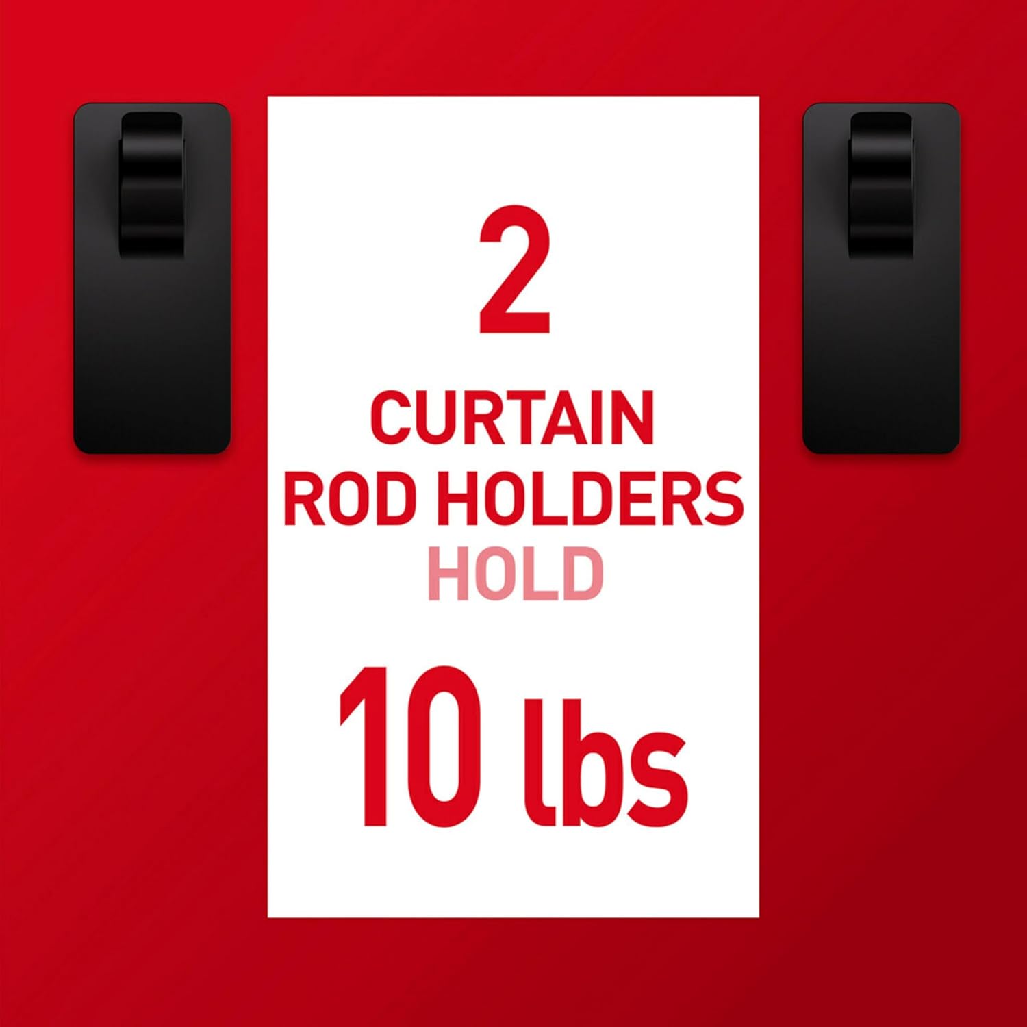 Command 10 lb Matte Black Curtain Rod Hooks. 2 Hooks and 4 Strips. No Drilling Back to School Dorm Organizers. Use with Rod Diameters 0.5-0.75 | 10 lb - Image 5