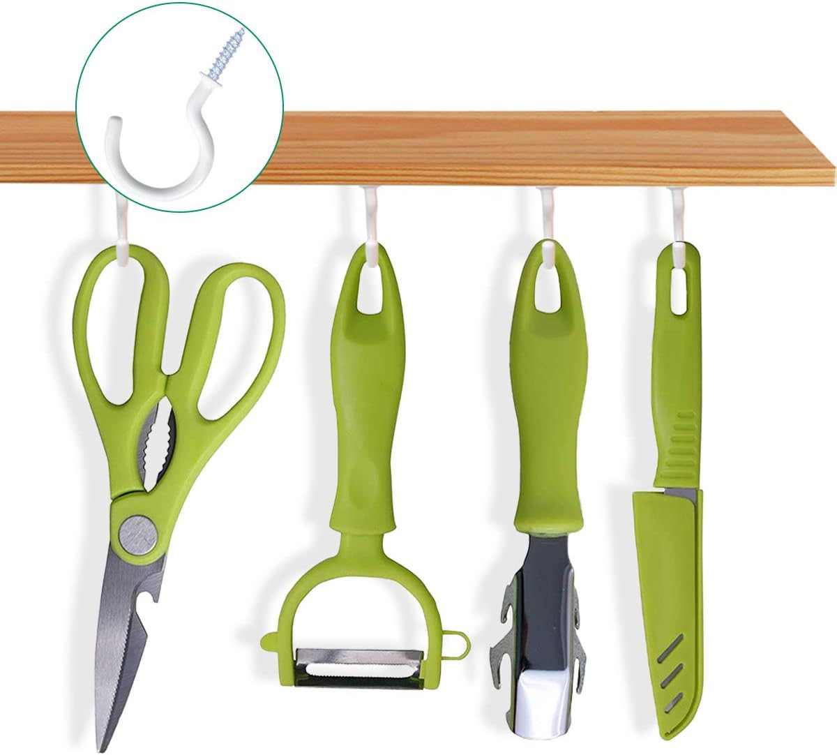 12 Pack Vinyl Coated Ceiling Hooks.Screw-in Mug Hooks.Multi-Function Wall Hooks Kitchen Hooks Cup Hooks for Indoors Outdoors (White. 1-1/4 Inch) - Image 4
