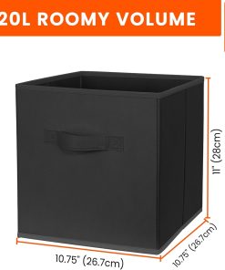 Alternative view of Criusia Storage Cubes. 11 Inch Clothes Storage Bins for Shelves Closet (10 Pack). Fabric Collapsible Storage Bins with Dual Handles. Cubby Storage Baskets for Magazines. Dorm Essentials (Black)